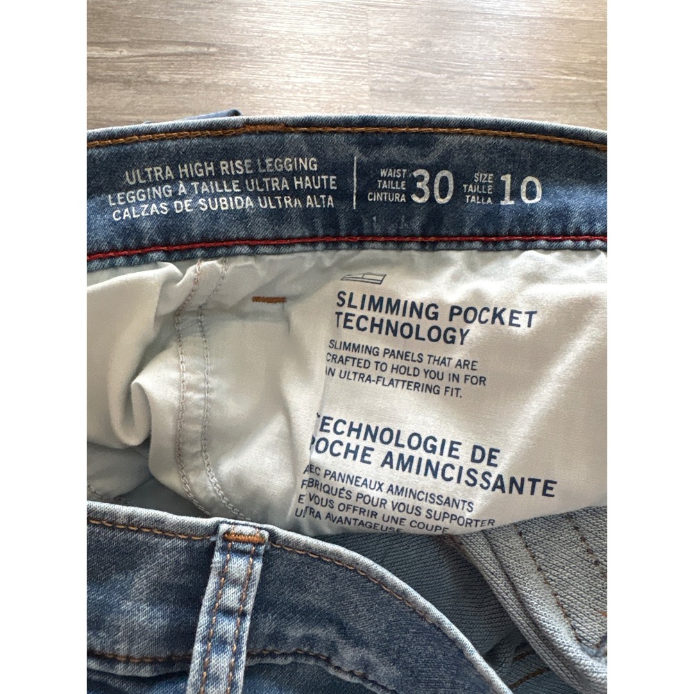 Tommy Jeans Womens Ultra High Rise Legging Skinny Blue Glitter Logo Jeans Siz 10 - Picture 7 of 7